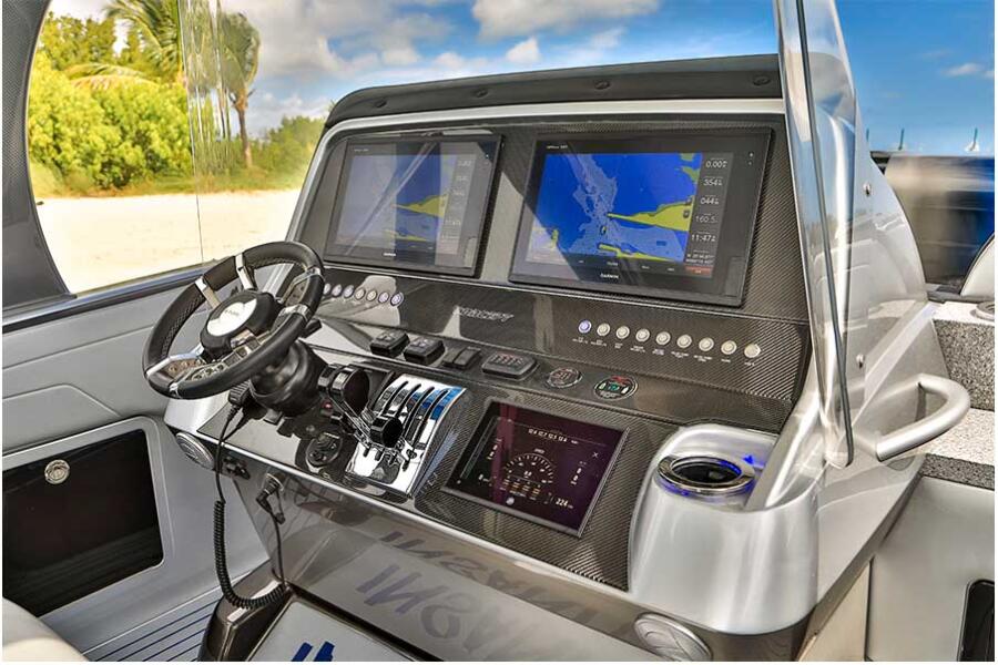 Helm Station: <p>The console on the 44 is wide enough for two 16