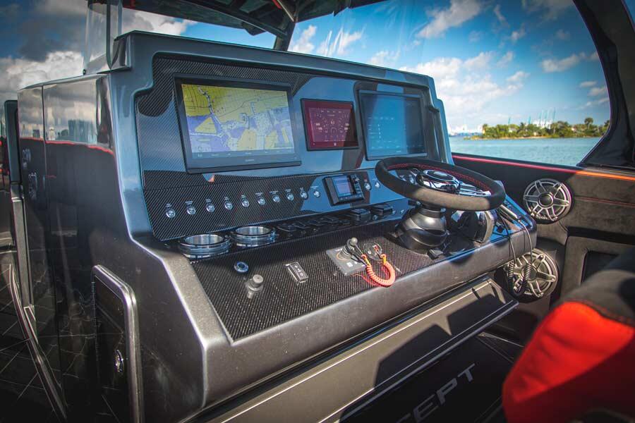 Helm Station: <p>The console on the 44 is wide enough for two 16